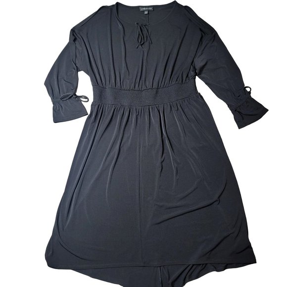 Layne Bryant black cold shoulder long sleeve dress keyhole cutout tie front - Picture 1 of 6